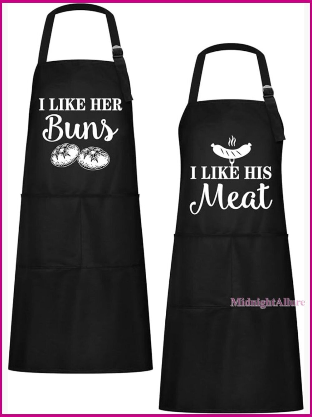 His and Her Aprons Set Couple Kitchen Apron with Pockets Adjustable Neck